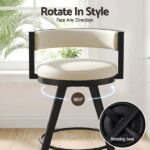 Artiss Bar Stools Set of 3 Swivel Counter Stools with Padded Backrest PU Leather Beige BA-TW-W0098-BGX3