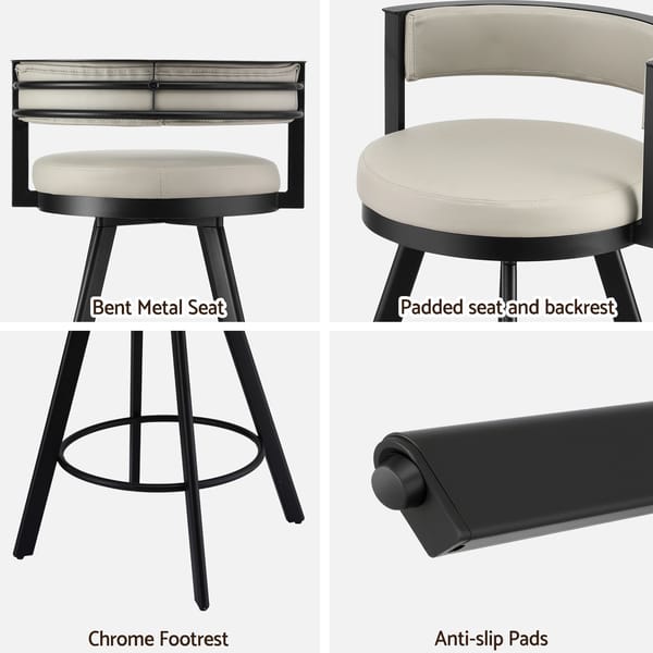 Artiss Bar Stools Set of 3 Swivel Counter Stools with Padded Backrest PU Leather Beige BA-TW-W0098-BGX3