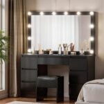 Artiss Dressing Table Vanity Desk Set Stool 12 Led Bulbs Black FURNI-N-DRESS02-LED-BK-AB