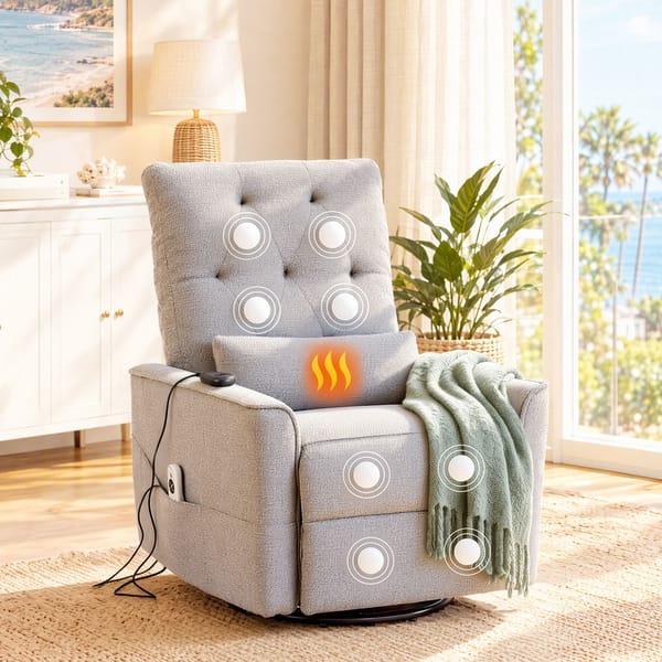 Artiss Electric Massage Recliner Chair with 270° Swivel & Heat Grey RECLINER-C-CHENI-GY-AB
