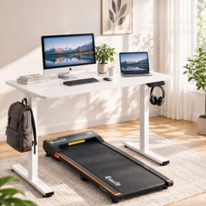 Artiss 100cm Standing Desk White plus Motorised Treadmill SDTM-156E-100-380-WHBK