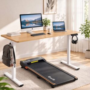 Artiss 140cm Standing Desk Natural Wood plus Motorised Treadmill SDTM-156E-380-WDBK