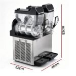 Devanti Commercial Slushie Machine 15L x2 Frozen Drink Maker Dual Tank Silver SLS-CRCOM-15LX2-SS