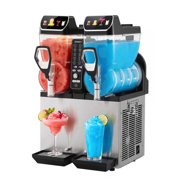 Devanti Commercial Slushie Machine 15L x2 Frozen Drink Maker Dual Tank Silver SLS-CRCOM-15LX2-SS
