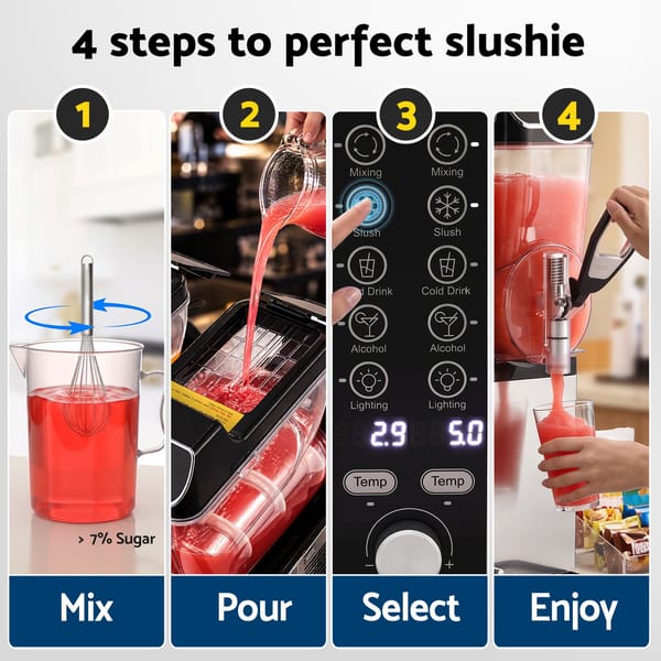 Devanti Commercial Slushie Machine 15L x2 Frozen Drink Maker Dual Tank Silver SLS-CRCOM-15LX2-SS