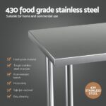 Cefito Stainless Steel Kitchen Benches Work Bench Wheels 91X61CM SSKB-430S-WHEEL-36