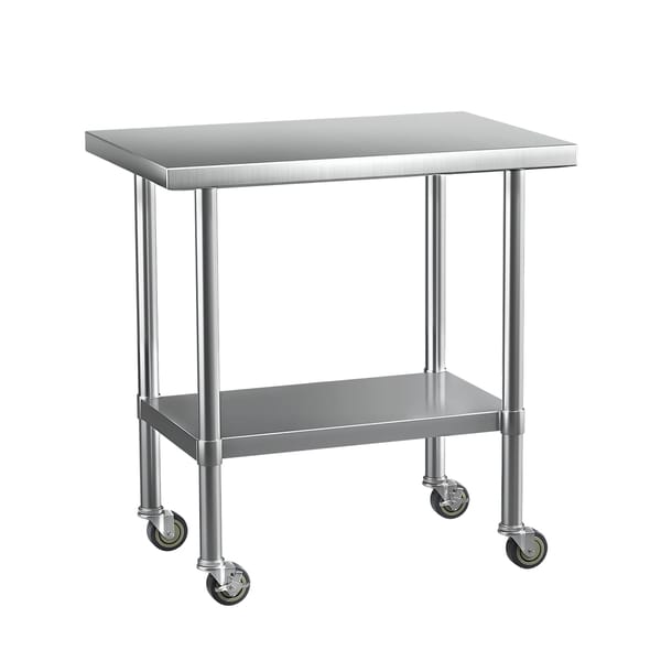 Cefito Stainless Steel Kitchen Benches Work Bench Wheels 91X61CM SSKB-430S-WHEEL-36