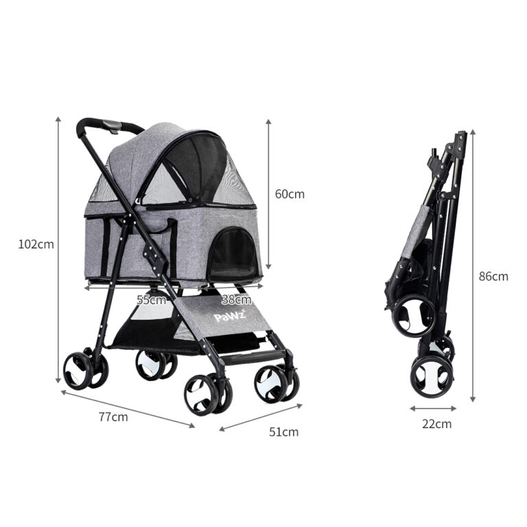 PaWz Large Pet Stroller Dog Cat Travel Grey ST1004-GY