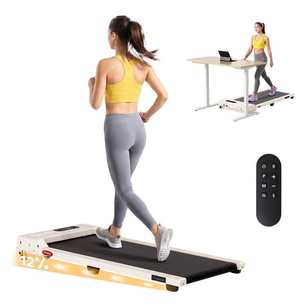 Everfit 3 in 1 Walking Pad Treadmill 12% Incline Under Desk Treadmills with 38cm Wide Belt Beige TMILL-380-2INC-BG