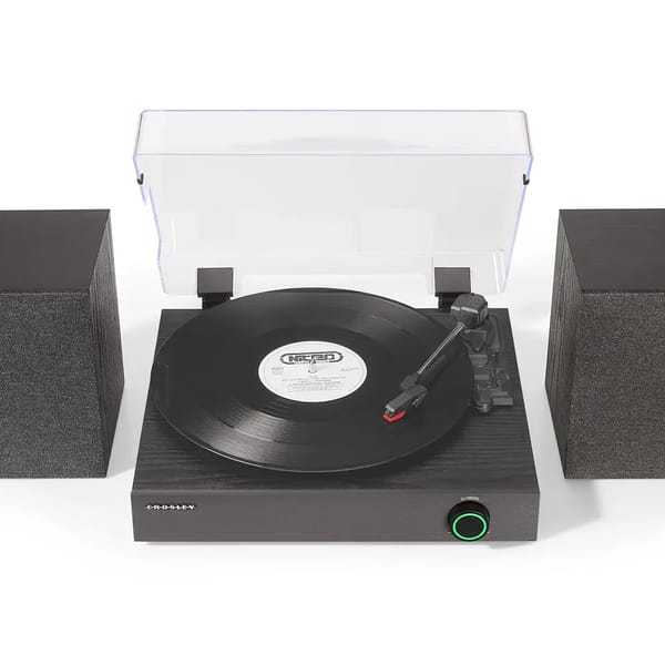 Crosley Zane 3-Speed Bluetooth Vinyl Record Player Turntable with Matching Stereo Speakers - Black CR7503A-BK4